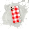 Red Gingham Picnic Plaid Clear Case for iPhone — classic red and white gingham checkerboard woven fabric pattern