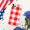 Red Gingham Picnic Plaid Clear Case for iPhone — classic red and white gingham checkerboard woven fabric pattern