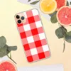Red Gingham Picnic Plaid Clear Case for iPhone — classic red and white gingham checkerboard woven fabric pattern