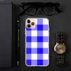Classic Blue Gingham Clear Case for iPhone — large-scale royal blue and white gingham check pattern with woven texture