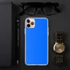 Electric Blue Serenity Clear Case for iPhone — solid electric blue textured surface with subtle crackle-like light veining