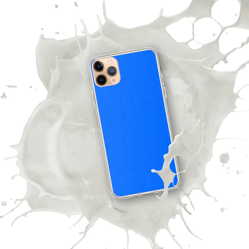 Electric Blue Serenity Clear Case for iPhone — solid electric blue textured surface with subtle crackle-like light veining