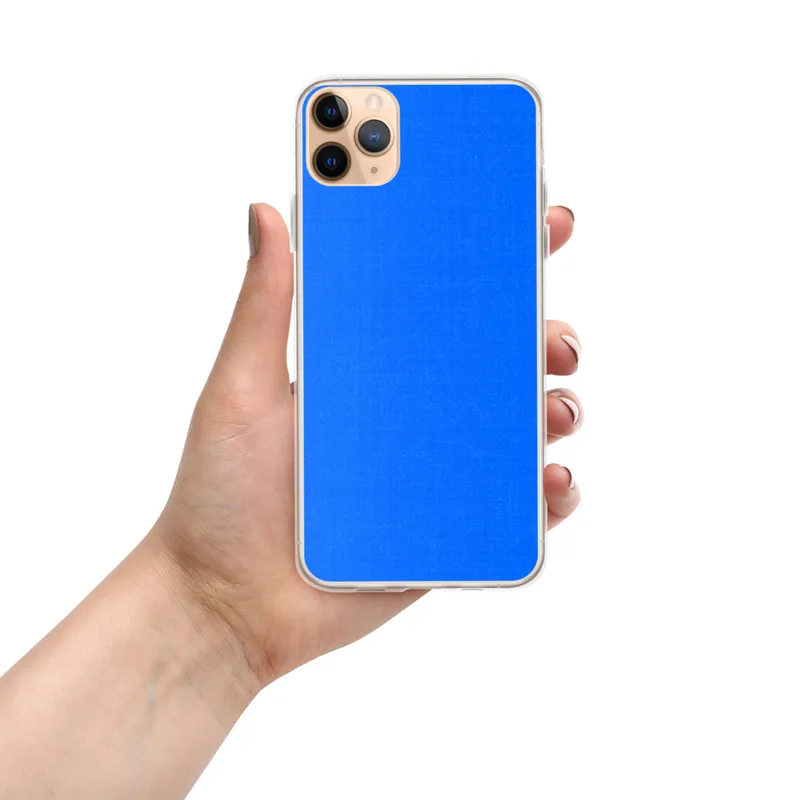 Electric Blue Serenity Clear Case for iPhone — solid electric blue textured surface with subtle crackle-like light veining