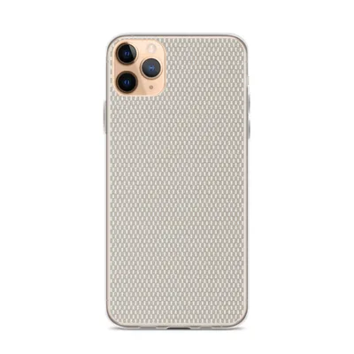 close-up woven textile pattern in soft taupe and cream tones with a fine crosshatch linen weave on mockup Woven Linen Texture Clear Case - default view