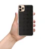Dark Stone Grid Clear Case for iPhone — repeating charcoal cobblestone grid with beveled tiles and ornate cross junctions
