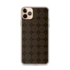 Dark Stone Cobblestone Grid Clear Case for iPhone — seamlessly tiling rounded octagonal cobblestone grid in deep espresso