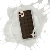 Dark Stone Cobblestone Grid Clear Case for iPhone — seamlessly tiling rounded octagonal cobblestone grid in deep espresso