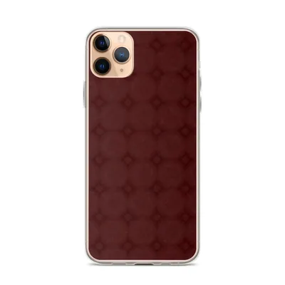 deep burgundy tufted lattice pattern with diamond grid and subtle floral rosette intersections in tonal dark red hues on mockup Crimson Lattice Clear Case - default view