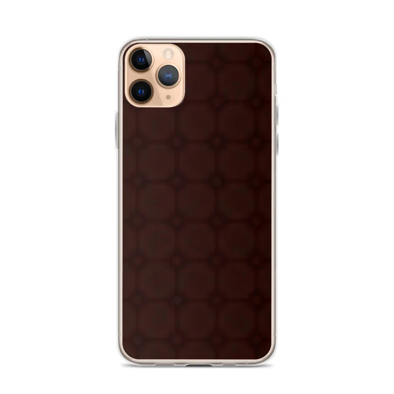 Dark Crimson Grid Clear Case for iPhone — deep crimson repeating grid of rounded square tiles with small dot connectors