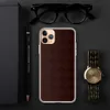 Dark Crimson Grid Clear Case for iPhone — deep crimson repeating grid of rounded square tiles with small dot connectors
