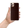 Dark Crimson Grid Clear Case for iPhone — deep crimson repeating grid of rounded square tiles with small dot connectors