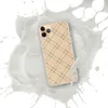 Diagonal Lattice Clear Case for iPhone — diagonal diamond lattice grid pattern in warm sandy beige with thin dark brown