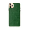 Forest Green Linen Texture Clear Case for iPhone — close-up woven linen fabric texture in deep forest green with subtle