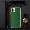 Forest Green Linen Texture Clear Case for iPhone — close-up woven linen fabric texture in deep forest green with subtle