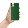 Forest Green Linen Texture Clear Case for iPhone — close-up woven linen fabric texture in deep forest green with subtle
