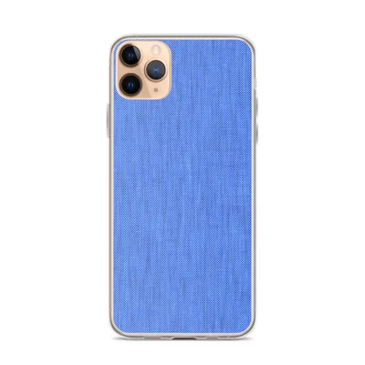 closeup woven fabric texture in layered cobalt and cornflower blue tones with a fine crosshatch pattern on mockup Cobalt Weave Clear Case - default view