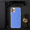 Cobalt Weave Clear Case for iPhone — closeup woven fabric texture in layered cobalt and cornflower blue tones with a fine