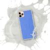Cobalt Weave Clear Case for iPhone — closeup woven fabric texture in layered cobalt and cornflower blue tones with a fine