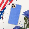 Cobalt Weave Clear Case for iPhone — closeup woven fabric texture in layered cobalt and cornflower blue tones with a fine