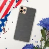Charcoal Linen Texture Clear Case for iPhone — close-up woven linen fabric texture in dark charcoal grey with subtle natural