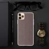 Dark Woven Texture Clear Case for iPhone — fine micro-grid woven pattern in deep burgundy and charcoal tones on a dark