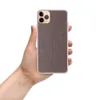 Dark Woven Texture Clear Case for iPhone — fine micro-grid woven pattern in deep burgundy and charcoal tones on a dark