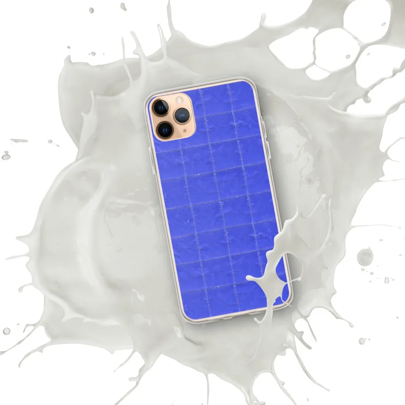 Electric Blue Quilted Grid Clear Case for iPhone — electric blue quilted fabric with a stitched rectangular grid pattern