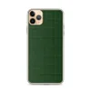 Forest Green Grid Clear Case for iPhone — deep hunter green quilted fabric pattern with a precise stitched grid of evenly