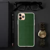 Forest Green Grid Clear Case for iPhone — deep hunter green quilted fabric pattern with a precise stitched grid of evenly