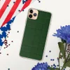 Forest Green Grid Clear Case for iPhone — deep hunter green quilted fabric pattern with a precise stitched grid of evenly