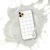 Pure White Quilted Clear Case for iPhone — soft white quilted grid pattern with rounded square sections and subtle stitched