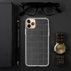 Quilted Midnight Grid Clear Case for iPhone — quilted grid pattern of stitched charcoal squares with subtle sheen on a deep