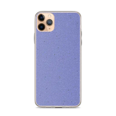 fine checkerboard woven pattern in periwinkle blue with subtle tonal variations and faint organic marks on a light blue background on mockup Periwinkle Woven Texture Clear Case - default view