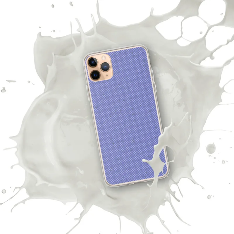 Periwinkle Woven Texture Clear Case for iPhone — fine checkerboard woven pattern in periwinkle blue with subtle tonal