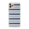 Nautical Stripe Clear Case for iPhone — horizontal woven stripes alternating between deep navy, powder blue, and white