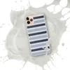 Nautical Stripe Clear Case for iPhone — horizontal woven stripes alternating between deep navy, powder blue, and white