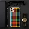 Amber Tartan Plaid Clear Case for iPhone — classic tartan plaid woven pattern in deep black, red-orange, golden yellow