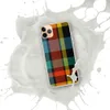 Amber Tartan Plaid Clear Case for iPhone — classic tartan plaid woven pattern in deep black, red-orange, golden yellow