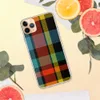 Amber Tartan Plaid Clear Case for iPhone — classic tartan plaid woven pattern in deep black, red-orange, golden yellow