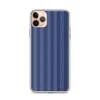 Cobalt Stripe Classic Clear Case for iPhone — tight vertical stripes in cobalt blue, forest green, periwinkle, and sage