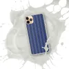 Cobalt Stripe Classic Clear Case for iPhone — tight vertical stripes in cobalt blue, forest green, periwinkle, and sage