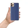 Cobalt Stripe Classic Clear Case for iPhone — tight vertical stripes in cobalt blue, forest green, periwinkle, and sage
