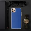 Bold Blue Woven Texture Clear Case for iPhone — close-up woven textile texture in deep cobalt and royal blue with tight