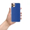 Bold Blue Woven Texture Clear Case for iPhone — close-up woven textile texture in deep cobalt and royal blue with tight