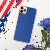 Bold Blue Woven Texture Clear Case for iPhone — close-up woven textile texture in deep cobalt and royal blue with tight