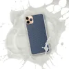 Navy Blue Woven Texture Clear Case for iPhone — close-up woven fabric texture in deep navy and heathered blue with fine