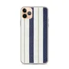 Nautical Ticking Stripe Clear Case for iPhone — woven ticking stripe pattern with wide navy blue stripes, slim taupe
