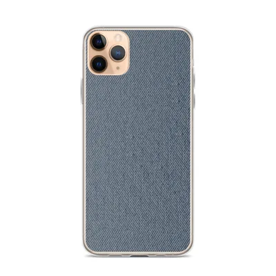 close-up washed denim fabric texture with diagonal twill weave in faded indigo and soft grey-blue tones on mockup Washed Denim Texture Clear Case - default view