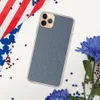 Washed Denim Texture Clear Case for iPhone — close-up washed denim fabric texture with diagonal twill weave in faded indigo