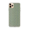 Garden Plaid Clear Case for iPhone — woven-style plaid pattern in sage green and mint with thin vertical stripes in dusty